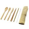 Suit 7pcs Portable Travel Cutlery Ecofriendly Fork Spoon Set Include Reusable Bamboo Slice Chopsticks Straw Cleaning Brush Set