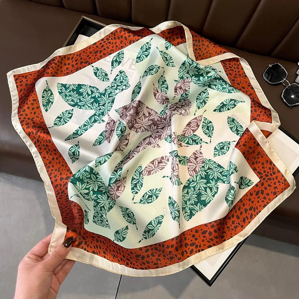 Plaid Silk Square Scarf Women Satin Shawl Wrap Hijab Female Hair Band Wrist Luxury Headkerchief 70*70cm Echarpe Bandana