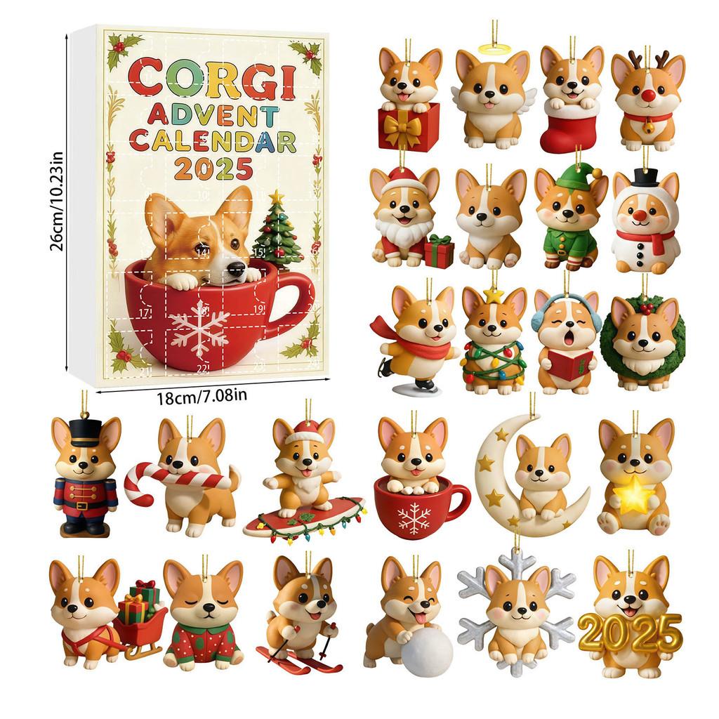 Christmas Pug Cat Horse Corgi Series Acrylic Advent Calendar With 24 Animal Figurines For Festive Decor