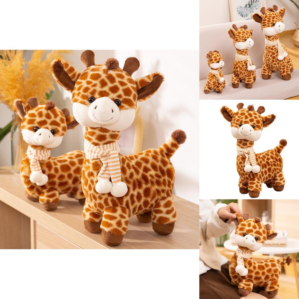 Cute Giraffe Plush Doll High Quality Short Plush Stuffed Animal Scarf Toy For Children