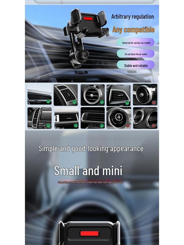 Universal Car Phone Holder with Silicone Suction Cup and Telescopic Rod for Air Vent