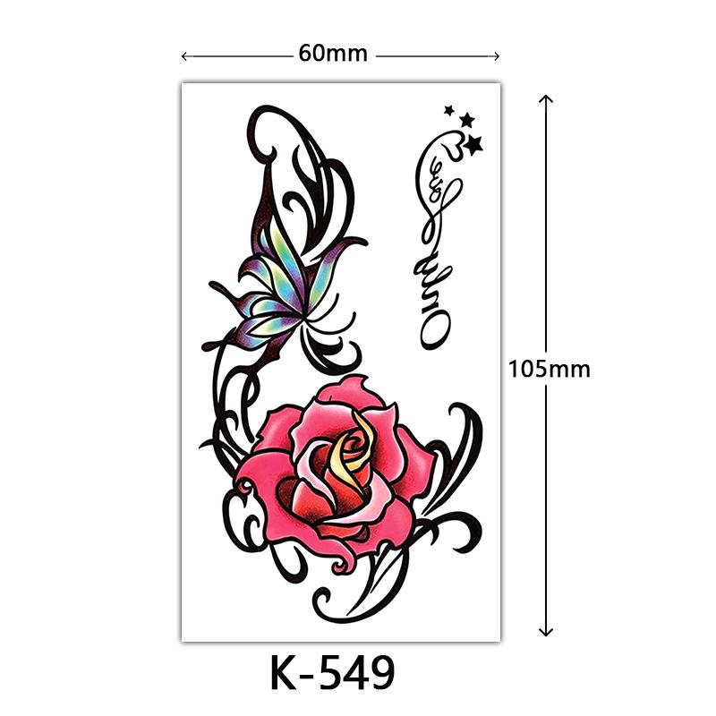 Waterproof Tattoo Stickers: English Letters, Flowers & Butterfly Sketches