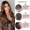 Women's 66cm Hair Dark Brown Long Curly Hair T-shaped Front Lace Rose Hair Net Headwear Pure Hand Woven Lace Wigs Kanekalon Wig