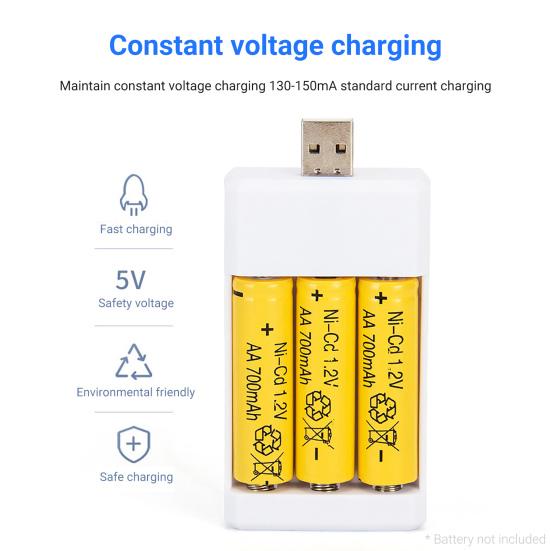 Зарядное устройство Безопасная быстрая зарядка со светодиодным индикатором 3 слота USB Адаптер для зарядки аккумуляторной батареи типа AA/AAA для радио
