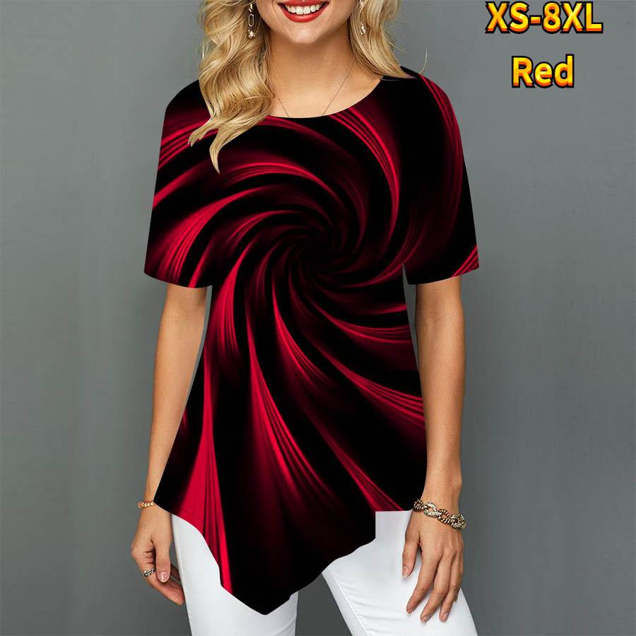 Женские футболки больших размеров с принтом торнадо, свободные повседневные топы, женская нерегулярная летняя одежда для женщин