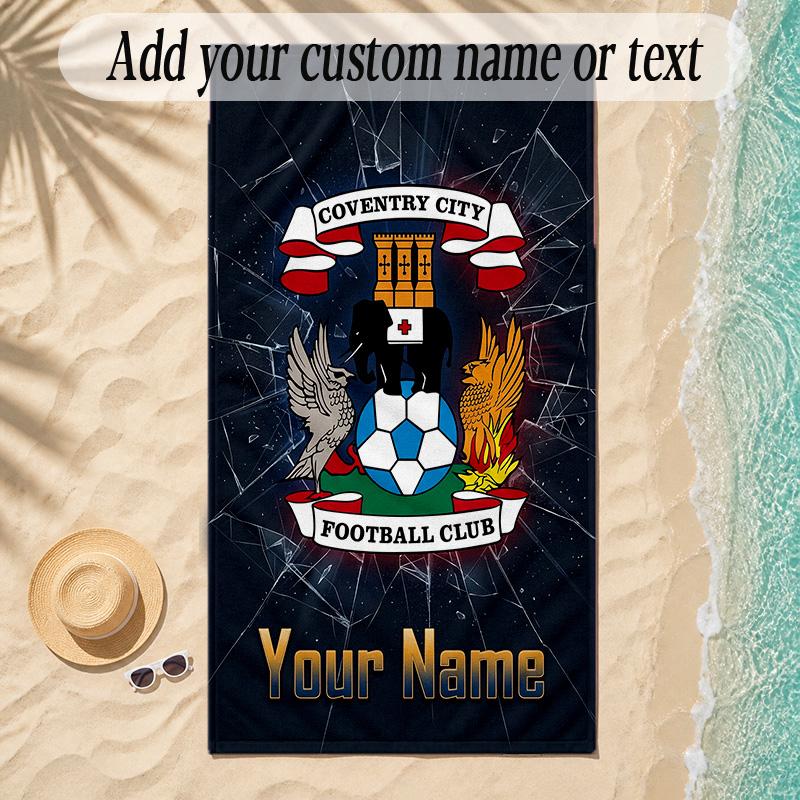 Beach TowelCoventry City FC Custom Name Text Personalized Soft Towel for Beach Pool Indoor Home Decor Gift