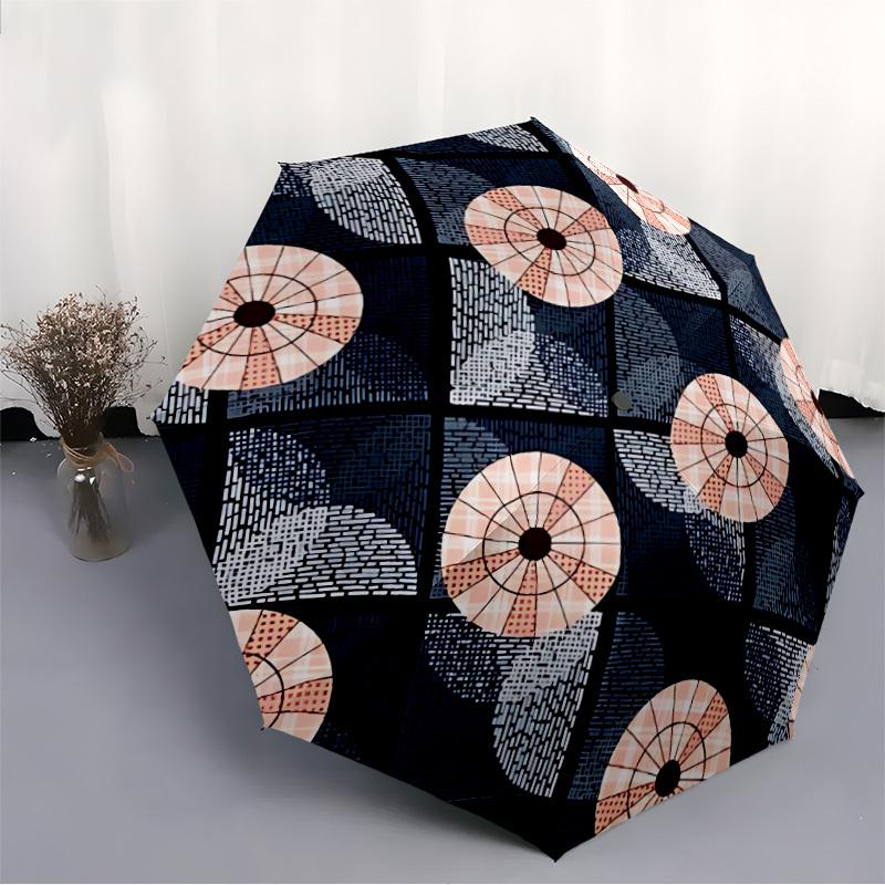 1pc Geometric Shapes Automatic Opening/Closing Folding Umbrella with 8 Ribs, Portable Sunshade Umbrella Birthday and Holidays gifts yy250105112