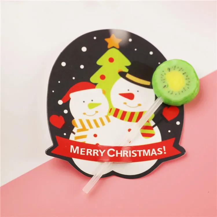 50Pcs Cute Cartoon Christmas Lollipop Decorative Cardboard Holiday Party Christmas Atmosphere Candy Packaging DIY Decoration