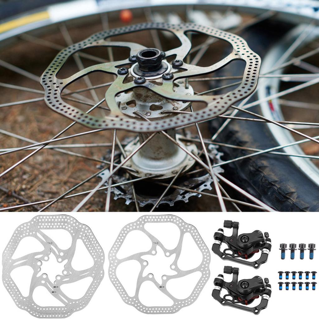 Mountain Bike Mechanical Disc Brake Cycling Bicycle Front Rear Set with 160mm Rotors