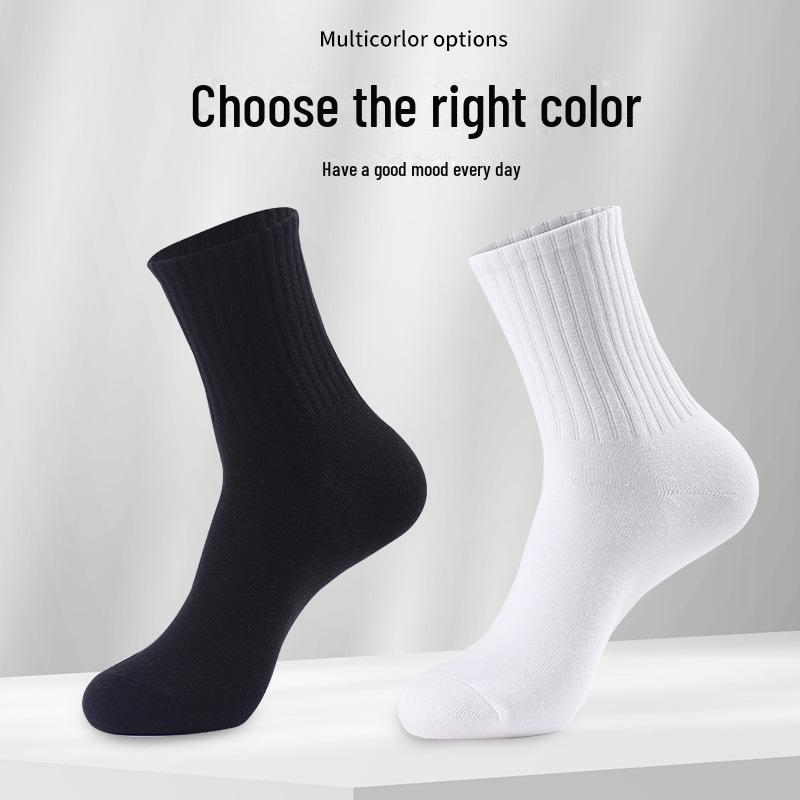 Спортивные носки из дышащего хлопка черного и белого цвета – впитывают пот, дезодорируют, для отдыха и фитнеса