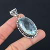 Blue Topaz Gemstone Pendant Solid 925 Sterling Silver Pendant Jewelry Gift For Unisex LG-002