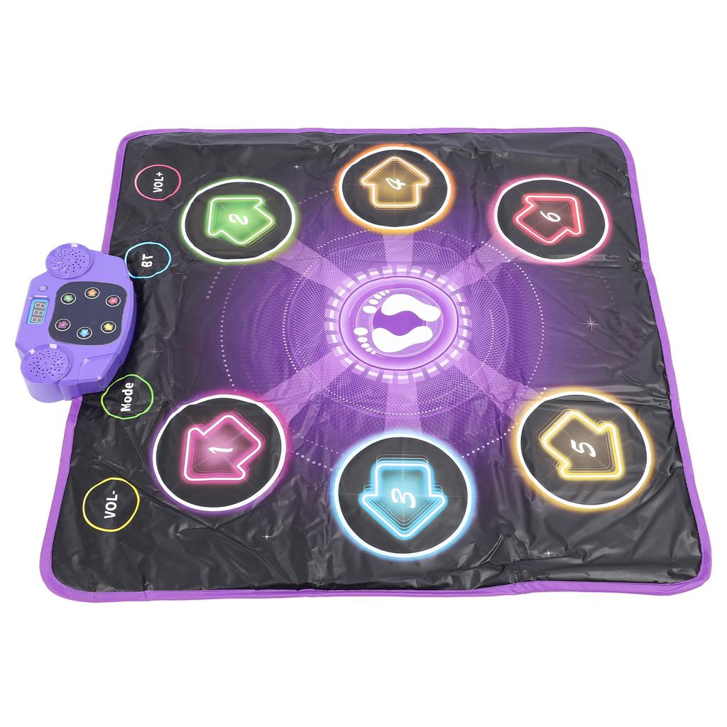 Light Up Dance Mat Toy for Kids Wireless Bluetooth Built In Music Adjustable Volume 6 Buttons Anti S