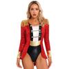 Women's Circus Ringmaster Costume Halloween Cosplay Tassel Leotard Bodysuit with Hat Bow Collar Gloves for Party Stage Shows