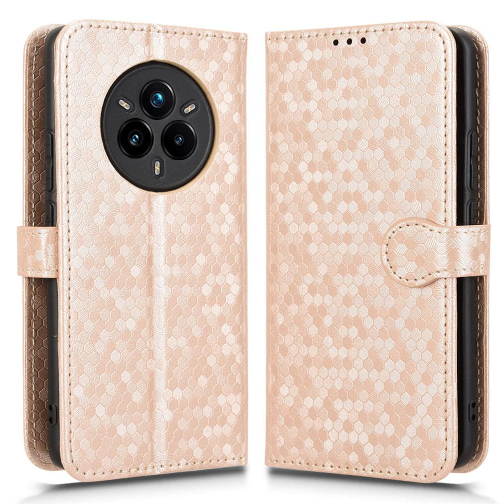 For Realme 14 Pro+ 5G Wallet Case Dot Pattern Imprint PU Leather Phone Cover