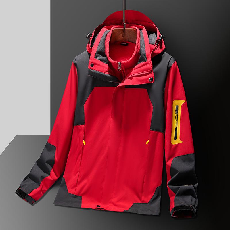 Куртка осенне-зимняя три-в-одном съемный комплект из двух предметов водонепроницаемая и дышащая куртка для альпинизма на открытом воздухе плюс бархат