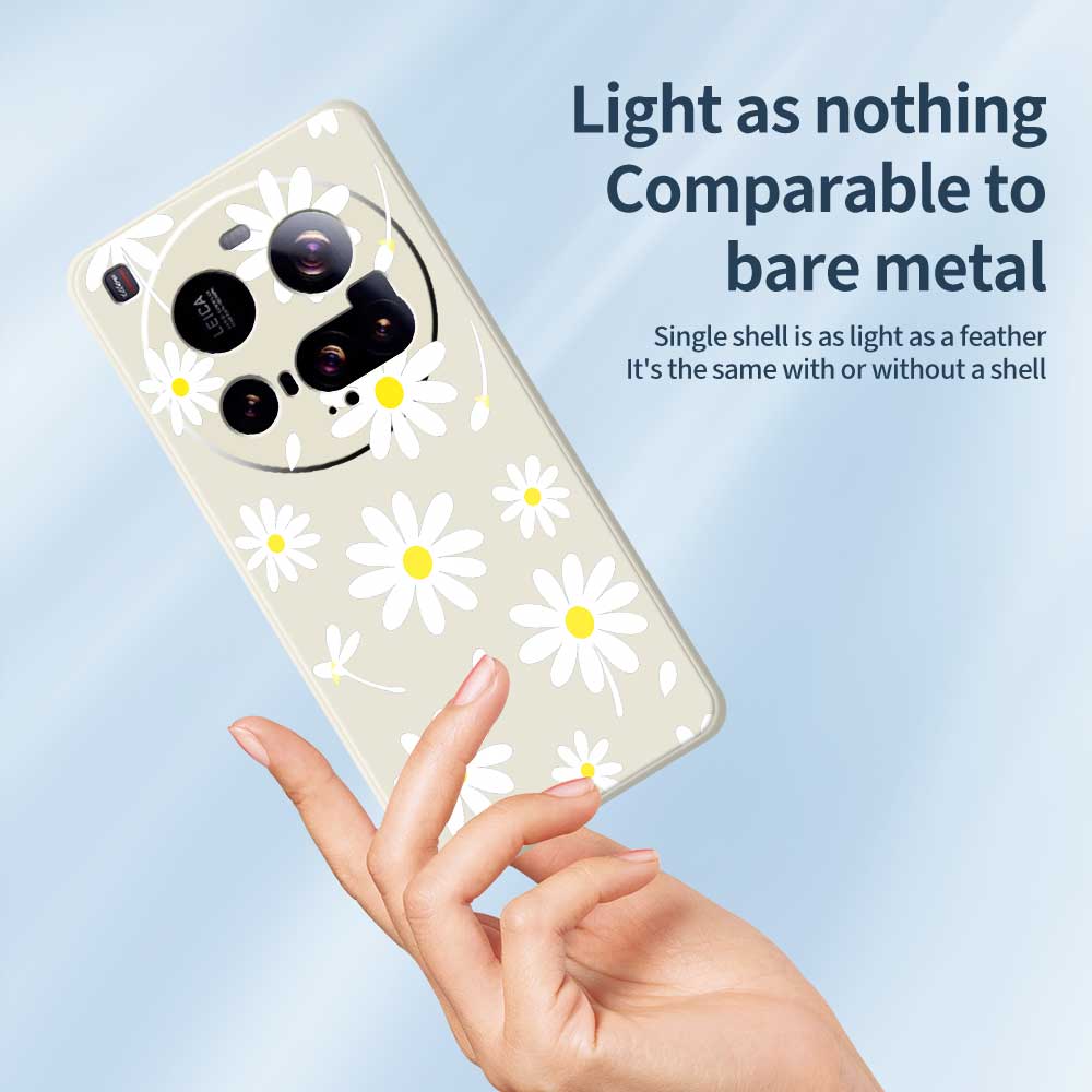 For Xiaomi 15 Ultra Case White Daisy Pattern Printing Straight Edge TPU Phone Back Cover