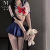 Сексуальная кампусная форма JK Сладкий сексуальный перспективный топ с разрезом Комплект плиссированной юбки