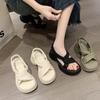 Muffin Platform Sandals Women's Summer 2025 New Small Beach Shoes High-end French with Skirt Roman Shoes