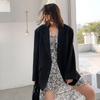 Women's Black Sense Blazer - Korean British Style Influencer, Plus Size, Spring/Autumn Professional Wear