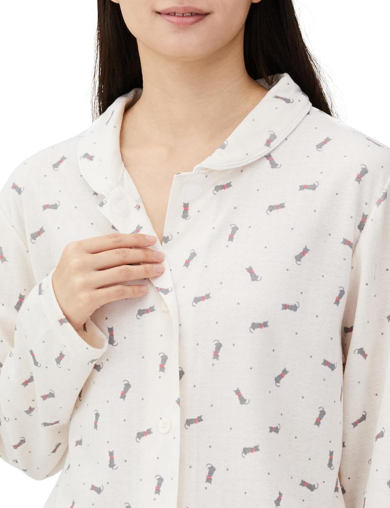 Airin Platinum Antibacterial Quilted Jacquard Easy Cat Pattern Women's One-Touch Pajamas,