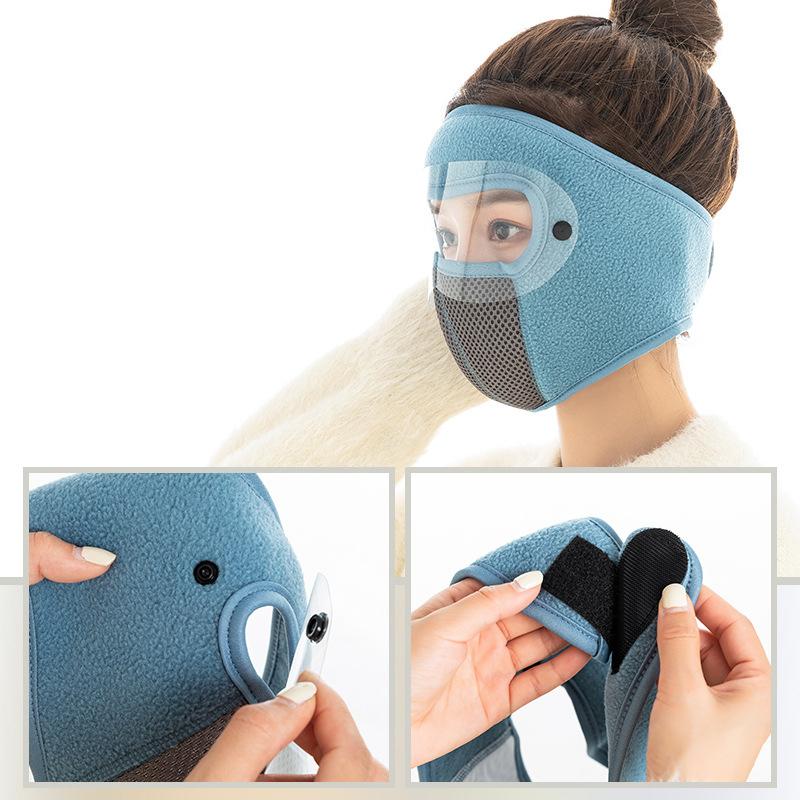 Унисекс Ветрозащитная Маска для Лица Теплая Зимняя Шапка Лыжная Дышащая Маска Флисовая Защита Лица Шапки с HD Очками Защита от Запотевания Велосипедная Шапка