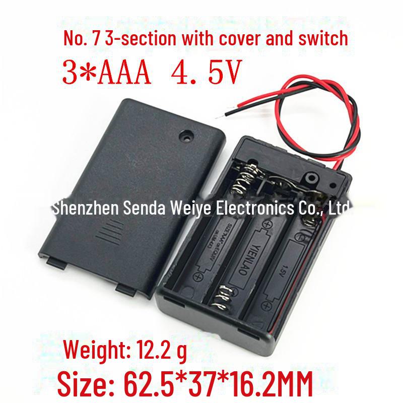 Батарейный отсек типа AAA с крышкой, переключателем и штифтом — вмещает 1/2/3/4/6/8 батареек, расположенных рядом.