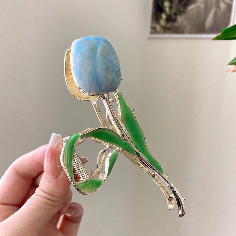 Metal Tulip Hair Claw Clip for Women Hair Accessories Flower Crab Clamp Hairpin Hair Crab Hairs Accessoriy Headwear Jewelry