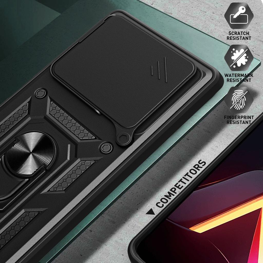 Чехол для ZTE nubia Neo 3 5G со сдвижной крышкой для камеры, из ПК + ТПУ, с подставкой, чехол для телефона