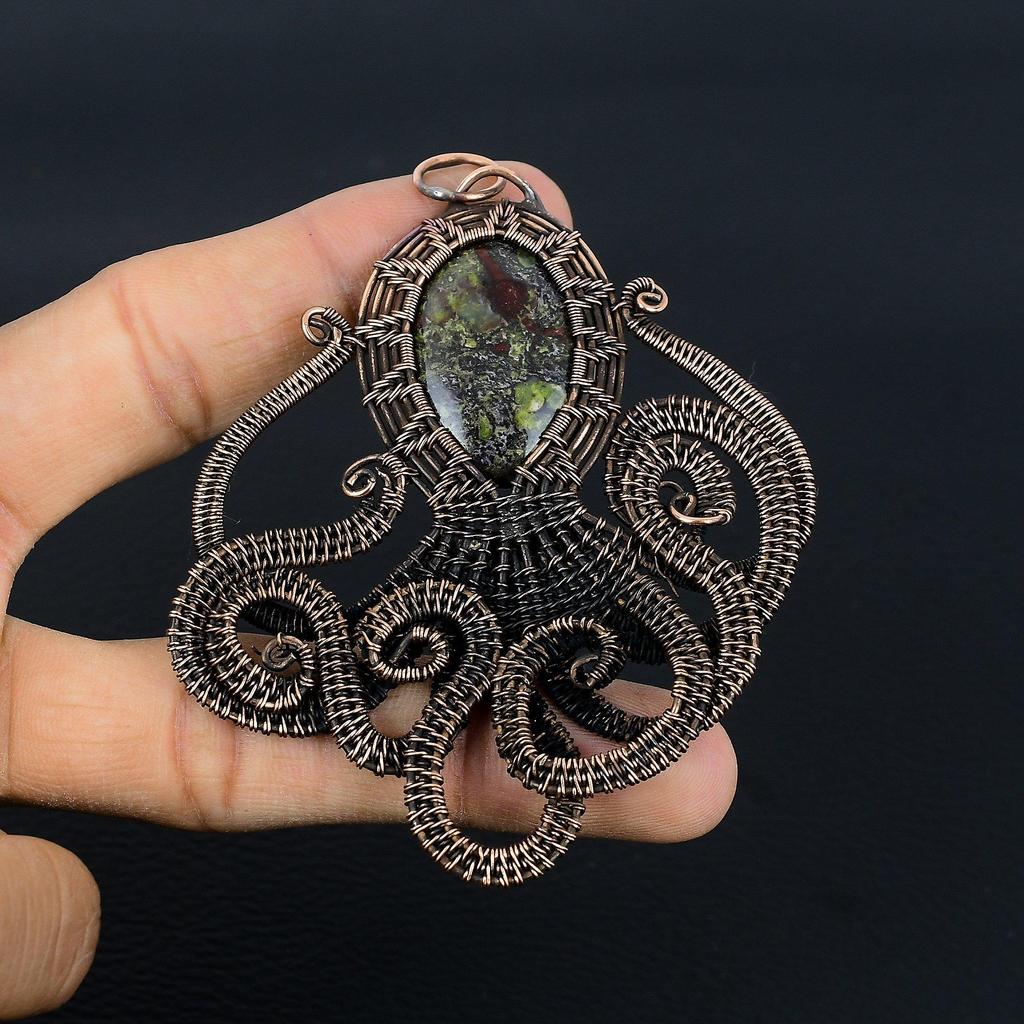 Dragon Blood Jasper 999 Copper Wire Wrapped Pendant, Handmade Gemstone Pendant Jewelry, Gifts For Wife Brand New Pendant