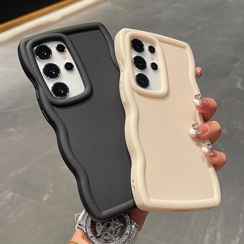 Luxury Wavy Pattern Candy Phone Case For Samsung S24 S23 S22 Ultra Plus A55 A54 A53 A52 S21FE S20FE Soft Silicone Cases Cover
