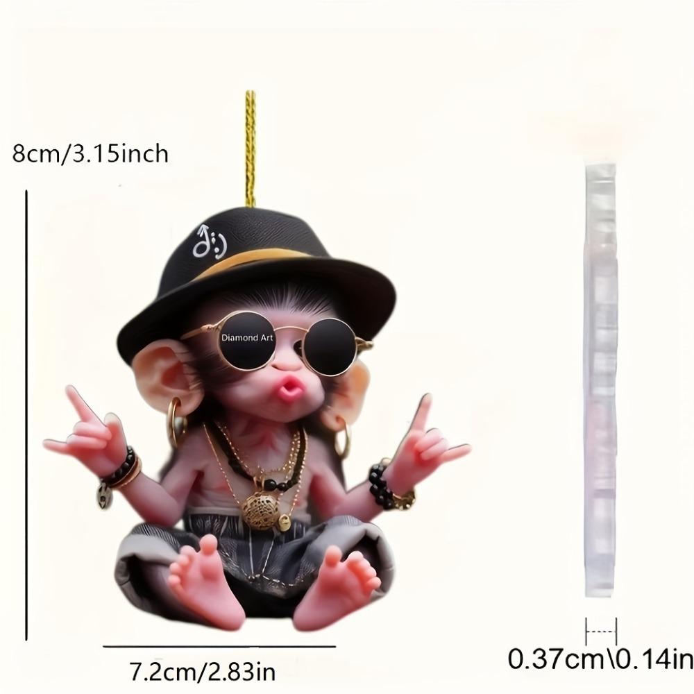 Акриловая плоская двухмерная подвеска в виде обезьяны в капюшоне на автомобиль подойдет для украшения на праздники, День святого Валентина и Рождество, а также в качестве подарка для пар, дома и аксессуаров.