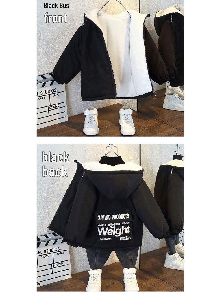 Модная куртка для мальчиков с флисовой подкладкой - Осень/Зима 2025, уличный стиль, утолщенная хлопковая набивка