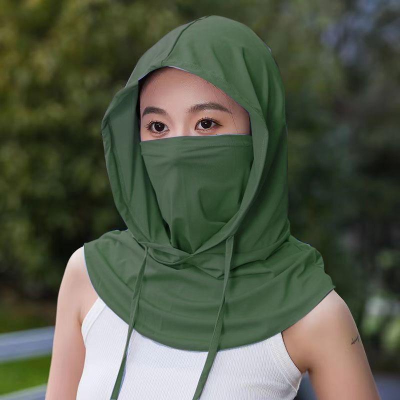 1 шт., солнцезащитная шляпа из ледяного шелка, защищающая лицо от солнца, охлаждающая, дышащая, анти-ультрафиолетовая шляпа с шалью для женщин, для езды на велосипеде, от солнца