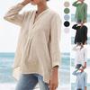 Пляжные женские повседневные топы, модные три четверти с рукавами-фонариками и V-образным вырезом, женская однотонная блузка