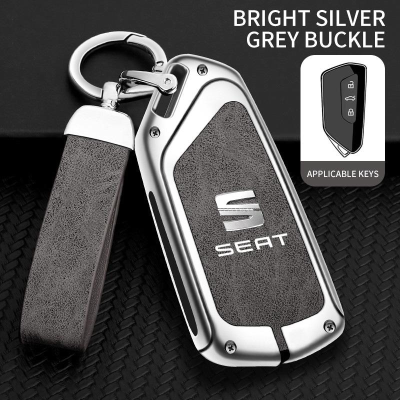 AAFG1 Leather Car Key Case Cover Shell Fob Holder for SEAT Leon FR MK4 Cupra 2020 2021 Formentor Tarraco 3Buttons Keychain Accessories