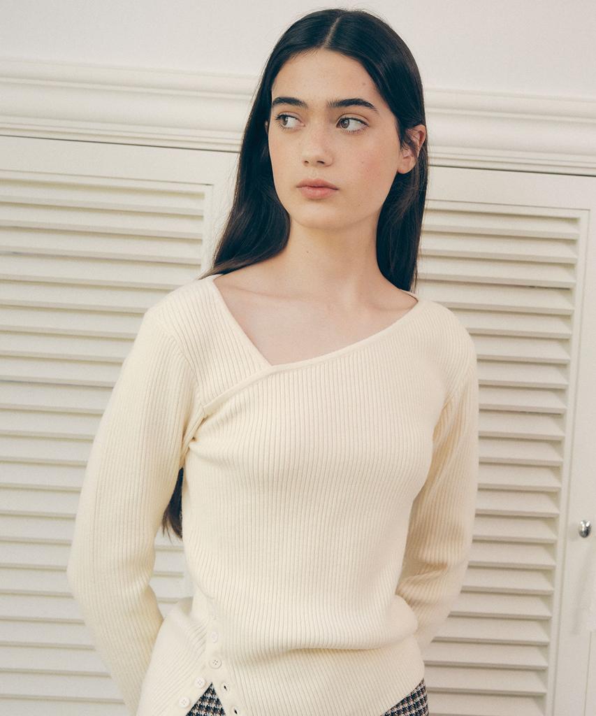 ROLAROLA Cut Out Unbalanced Knit Ivory