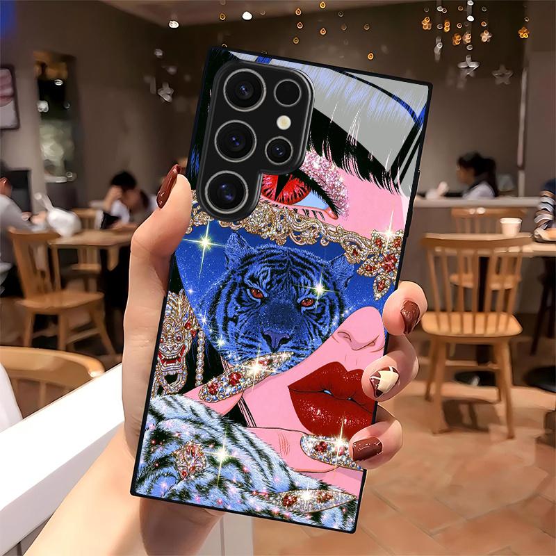 Чехол для телефона 2D с рисунком «Глаза тигра» для крутой девушки, для Samsung S26 S25 S24 S23 S22 S21 S20 A56 A55 A36, Закаленное стекло, Защитная крышка