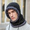 Trendy Winter Knit Hat Unisex Warm Fleece-lined Neck Cover Windproof Ear Protection One-piece Mouthpiece Cap