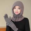 2Pcs/Set Women Hat Gloves Set Solid Color Plush Lining Knitting Beanie Hat with