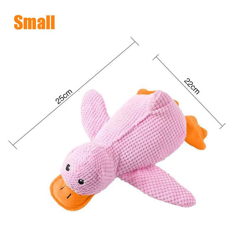 Fun Eco-friendly Plush Dog Chew Toy Pink Squeaky Duck Bite Resistant for Aggressive Chewers Teething Puppies Stress Relief