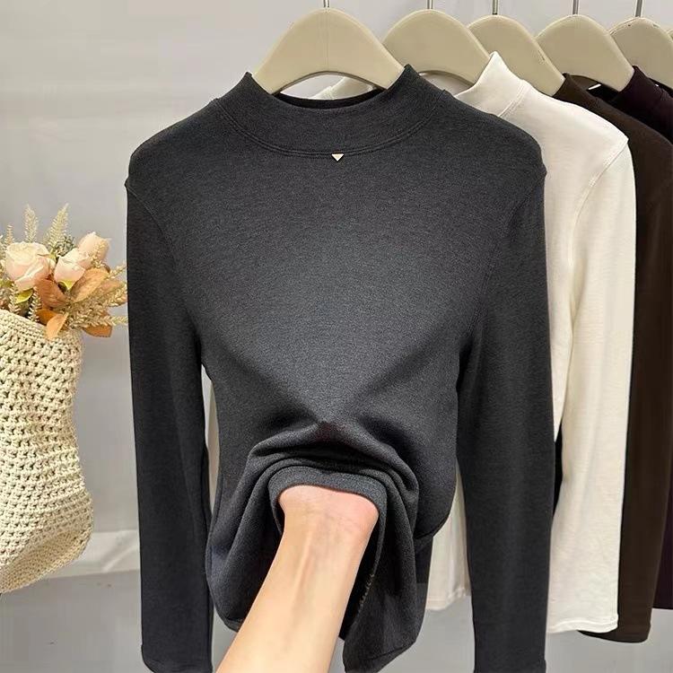 Легкая модная бархатная утолщенная однотонная универсальная рубашка с длинными рукавами для женщин, осенняя новая футболка в иностранном стиле, размер маленький