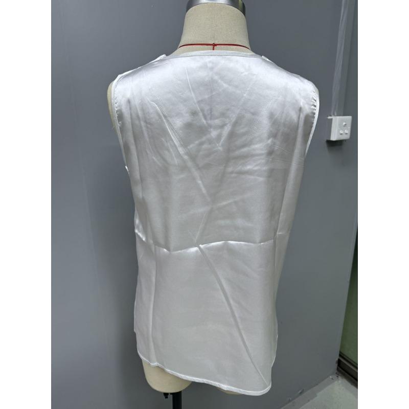 Летняя женская повседневная рубашка без рукавов из полиэстера с V-образным вырезом, блузки и рубашки