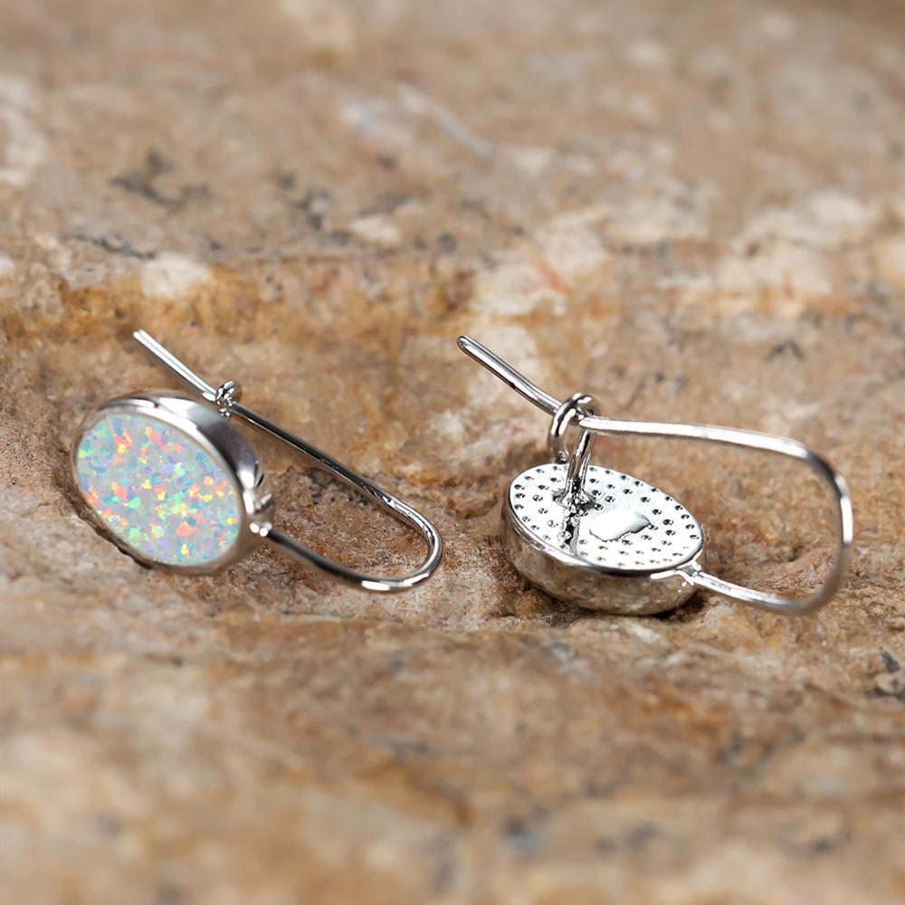 Винтажные овальные серьги-клипсы с белым огненным опалом для женщин, романтические серебряные свадебные серьги-капли, подарок ювелирных изделий