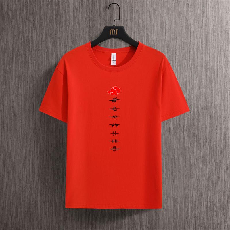 2024 Новый Мужской и Женский Огненный Т-shirt с Девятью Хвостами Тень Ниндзя С Коротким Рукавом Аниме Сопутствующий Модный Тренд Топ Футболка Летний