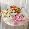 Elegant Silk Cherry Blossom Real Touch Fake Flower Artificial Peach Blossom Branch  Wedding Decor