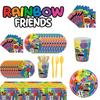 Украшения для дня рождения Rainbow Friends с уникальными топперами для кексов и посудой