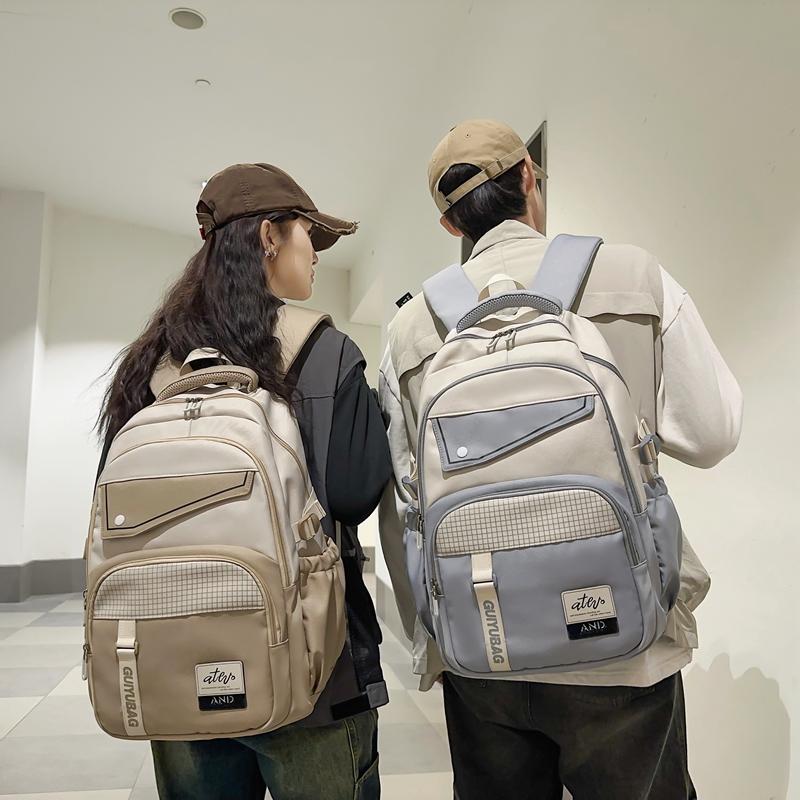 Цветной блок школьный рюкзак для школьников большой емкости рюкзак для пар женский рюкзак мужской дорожный рюкзак