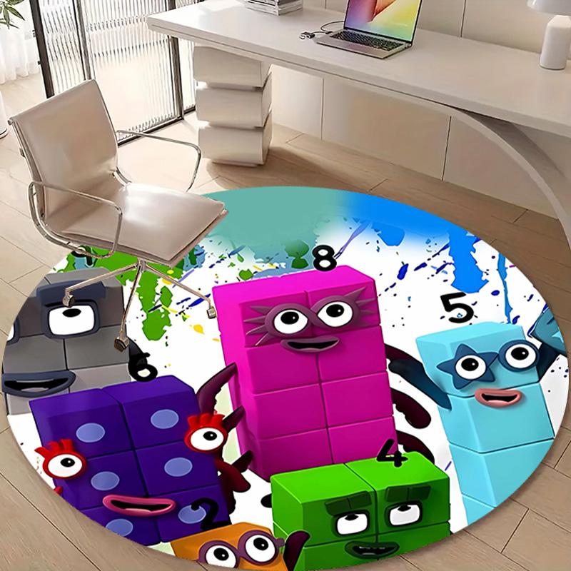 1pc 3D-Number-Blocks-Cartoon Design Printed Area Round Carpet for Bedroom Living Room Home Decor Rugs Mat Non Slip Mat Rug for Bedside