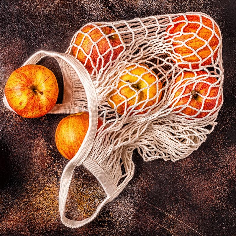 Портативные многоразовые пакеты для продуктов, сумка для фруктов и овощей, моющаяся хлопковая сетка, органический органайзер, сумка-тоут с короткой ручкой