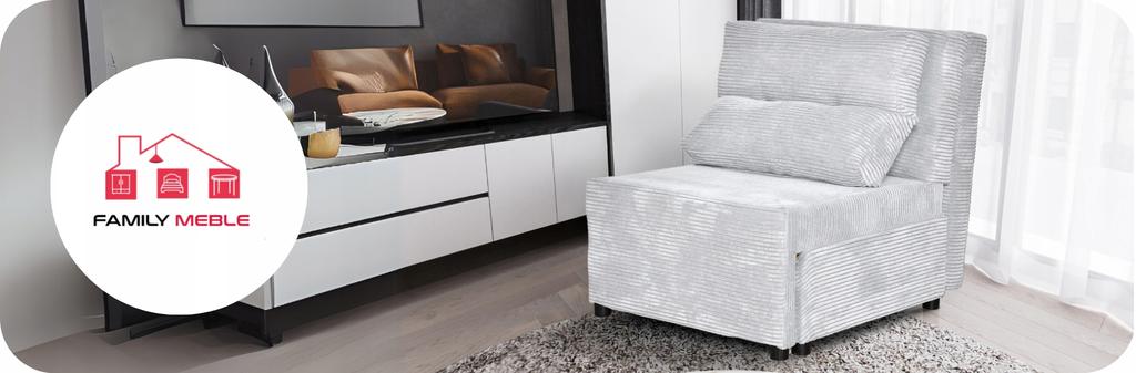 Fotel rozkładany funkcja spania KIMO pojemnik pościel Family Meble ciemnoszary